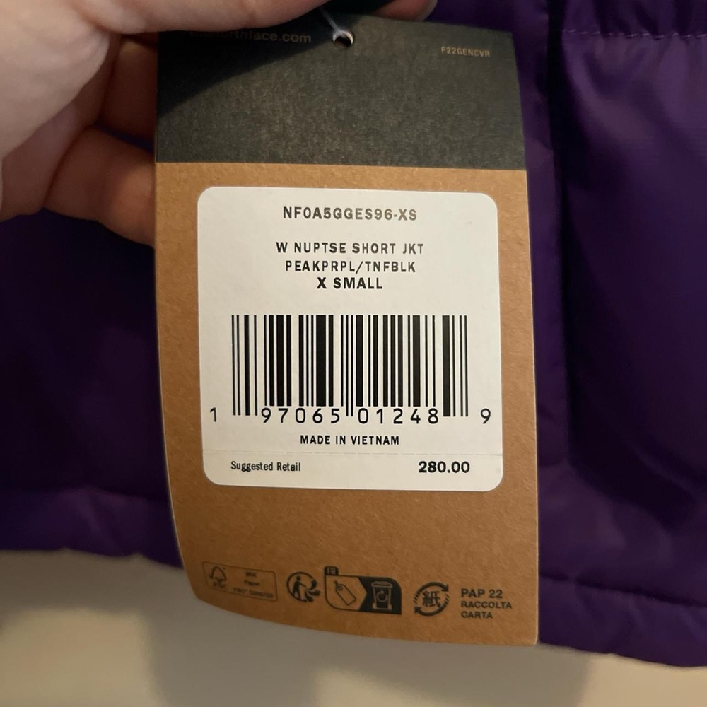 The North Face Cropped Purple Puffer Jacket XS - Picture 2 of 4